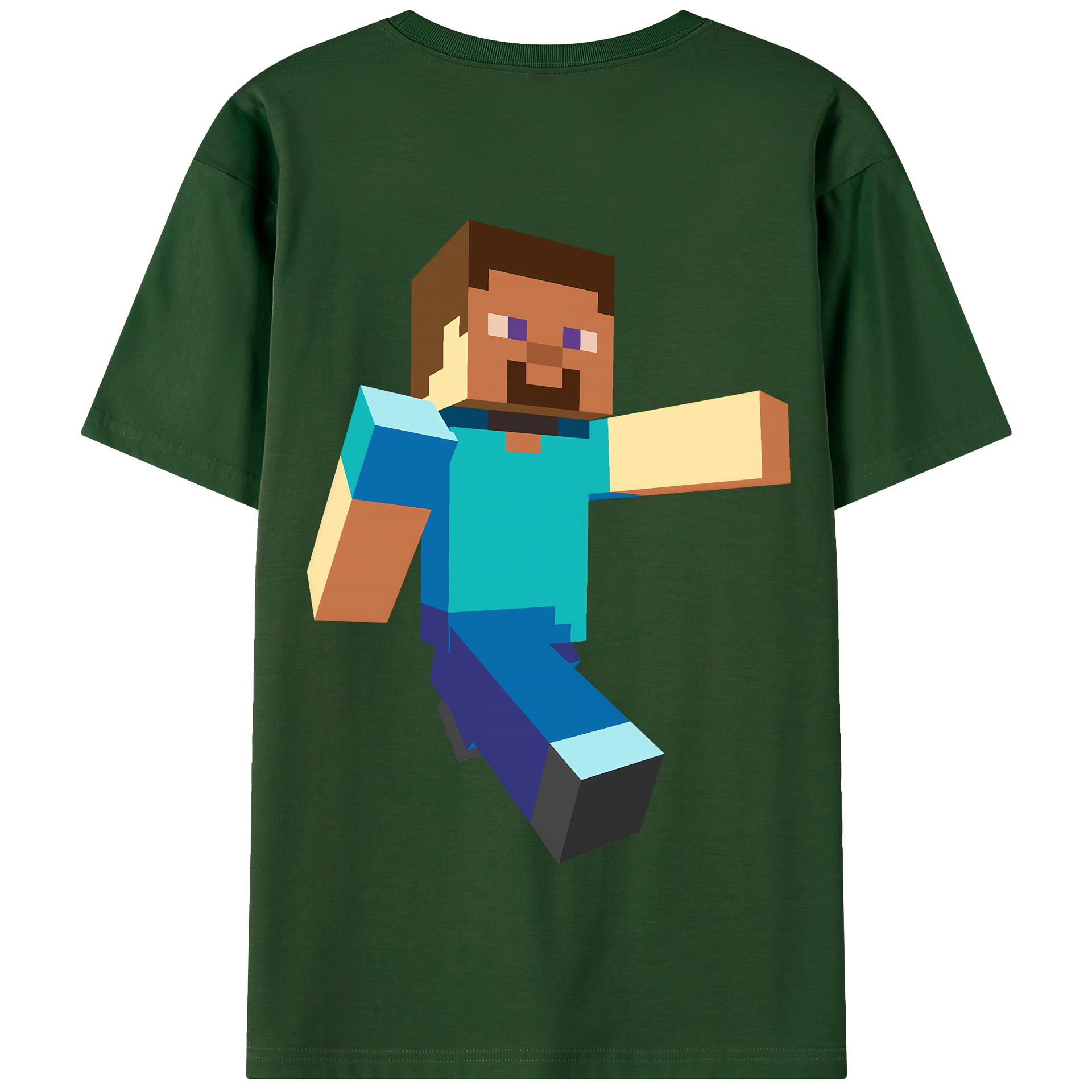 （画像用） マインクラフト ブロックの世界 Minecraft MC Block world 綿100％半袖Tシャツ（背面プリント）